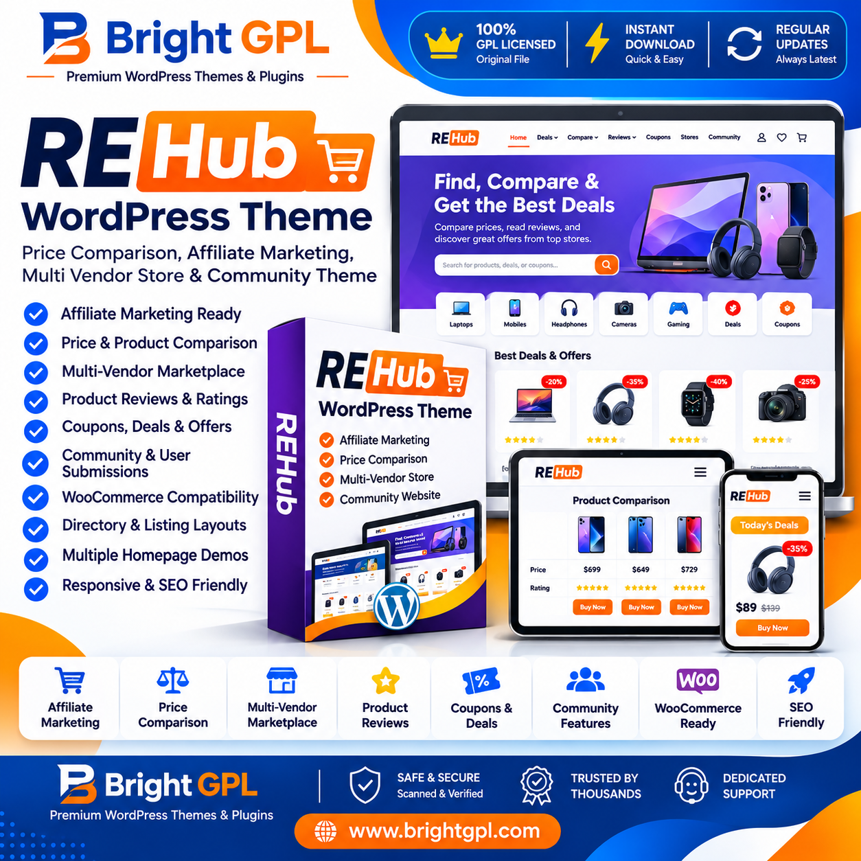 REHub WordPress Theme – Price Comparison & Affiliate Theme GPL Download