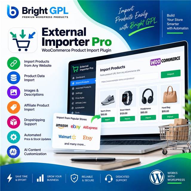 External Importer Pro WooCommerce product import plugin by Bright GPL