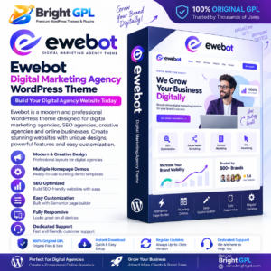 Ewebot GPL download digital marketing agency WordPress theme with SEO and Elementor features