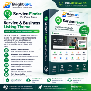 Service Finder GPL download service and business listing WordPress theme