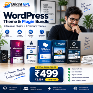 WordPress theme and plugin bundle with 3 premium plugins and 2 themes for ₹499